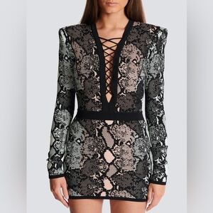 Balmain Short Snakeskin Jacquard Dress